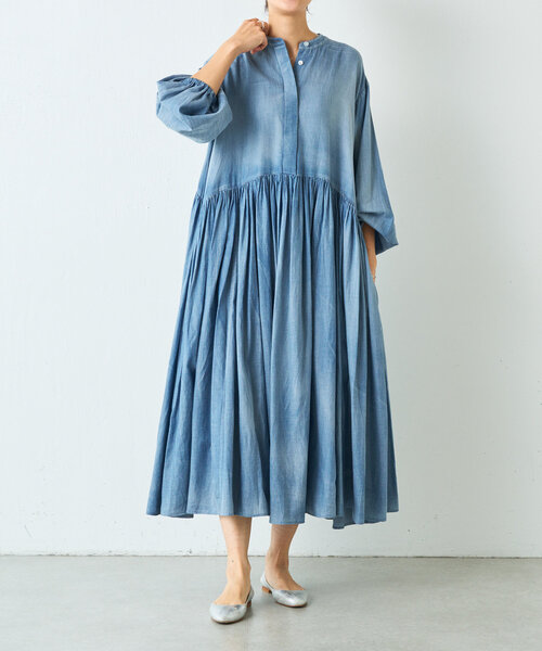 BEARDSLEY ビアズリー 袖 ぷっくり デニム ワンピース BEARDSLEY（ビアズリー） 7分袖ワンピース 0 インディゴブルー