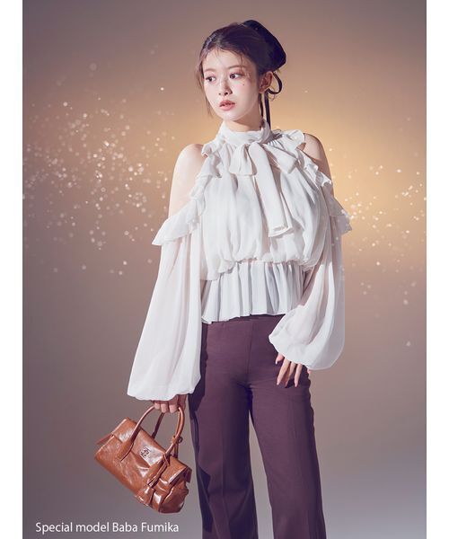 SNIDEL（スナイデル） ブラウス シャツ シフォンボリュームブラウス