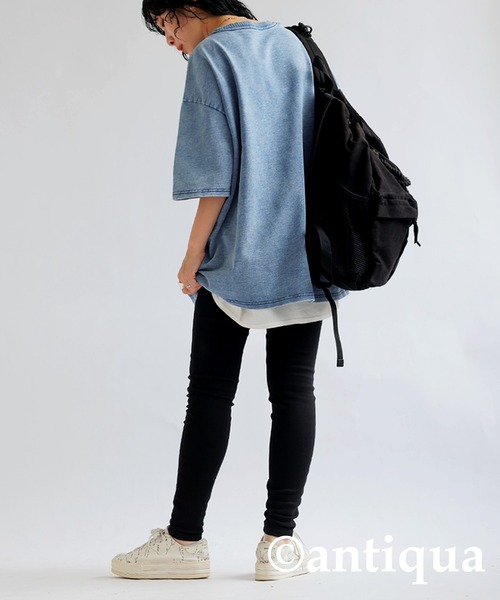 「antiqua」 半袖Tシャツ ONESIZE ブラック レディース_画像7