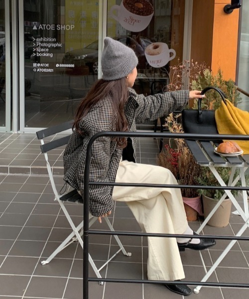 Aelina ダウンコート ダウンジャケット 2WAYボアチェック柄ジャケット