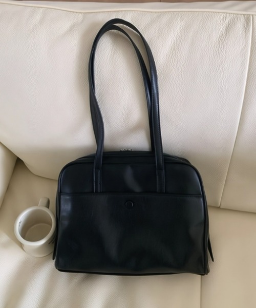 ショルダーバッグ バッグ フロントポケットスクエアボストンバッグ