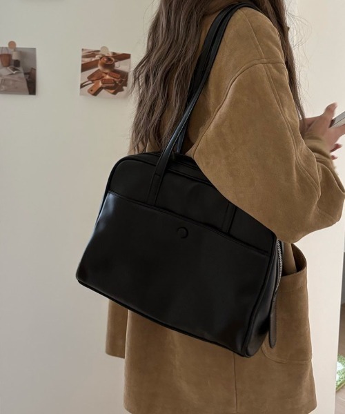 ショルダーバッグ バッグ フロントポケットスクエアボストンバッグ