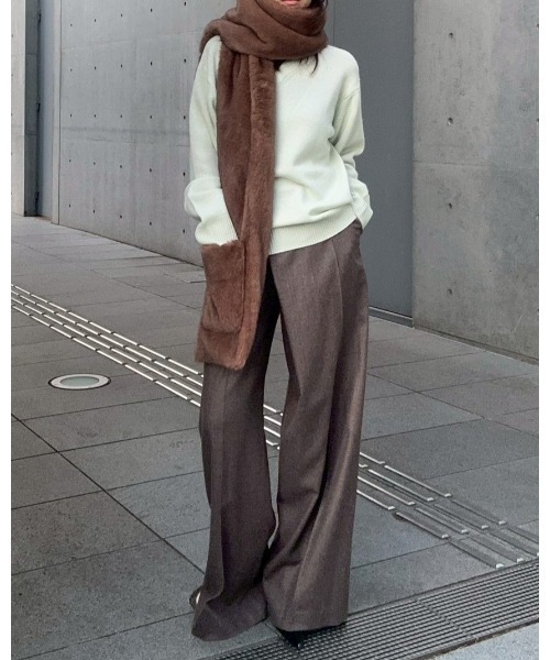 LE CIEL BLEU（ルシェルブルー） パンツ ラップフロントトラウザー