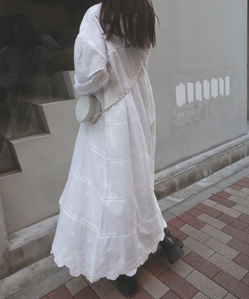 「CORNERS」 長袖ワンピース M ブルー レディース_画像2