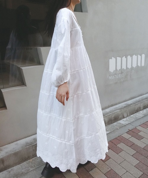 「CORNERS」 長袖ワンピース M ブルー レディース_画像3