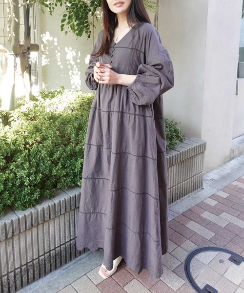 「CORNERS」 長袖ワンピース M ブルー レディース_画像5