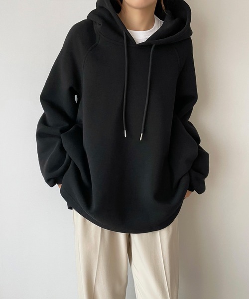 「JUNOAH」 プルオーバーパーカー LARGE ブラック レディース_画像3