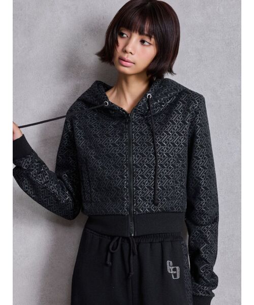 GYDA（ジェイダ） パーカー GG chain glitter print shortパーカー