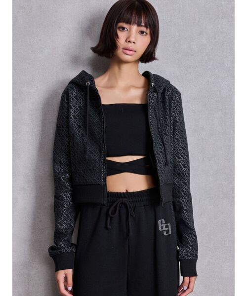今期新品タグ付ジェイダ☆パーカー リゼクシー エイミー デイライル Rady GYDA（ジェイダ） パーカー GG chain glitter print shortパーカー