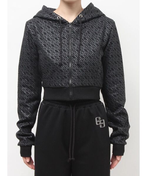 GYDA（ジェイダ） パーカー GG chain glitter print shortパーカー 