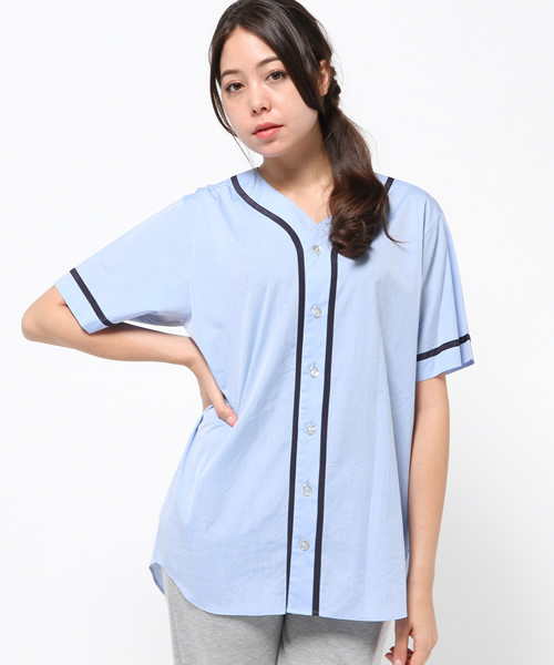 ブラウス シャツ 「GROUPIE」グルーピー/ BASEBALL SHIRT レディース メンズ GROUPIE ブラウス シャツ 「GROUPIE」グルーピー/ BASEBALL