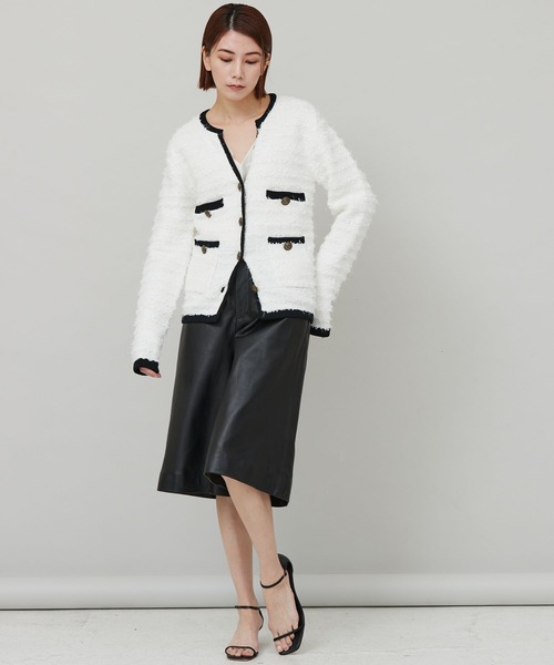 Curensology 黒 カーディガン ジャケット Curensology(カレンソロジー)/スラブハンドニットジャケット