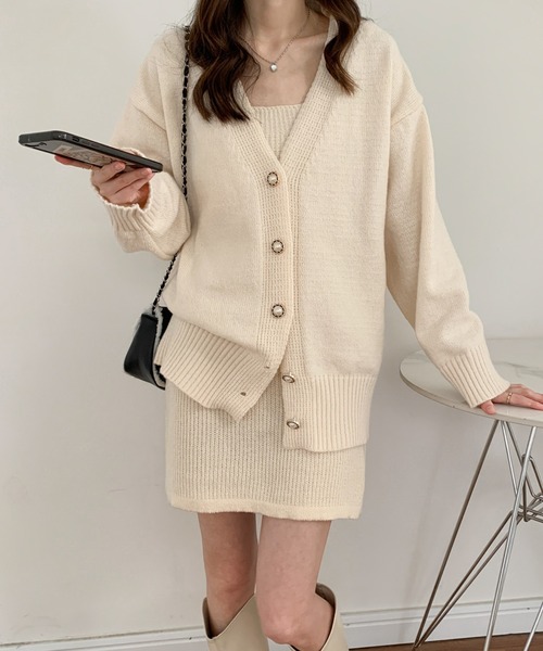 「ECLIN」 ニットワンピース FREE チャコールグレー レディース_画像4