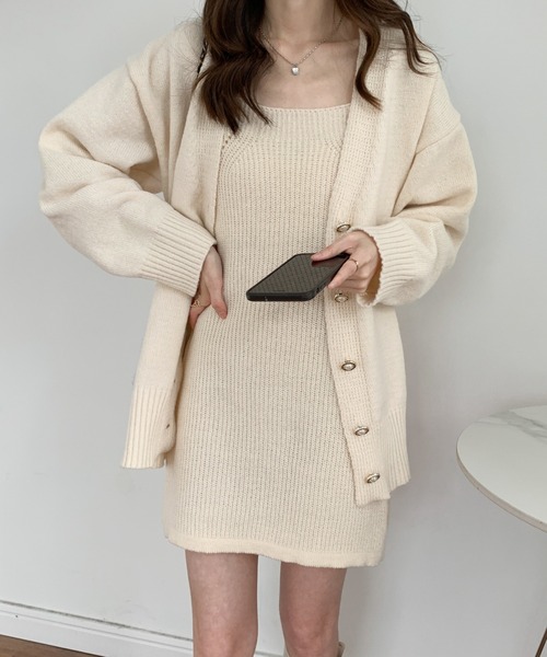 「ECLIN」 ニットワンピース FREE チャコールグレー レディース_画像5