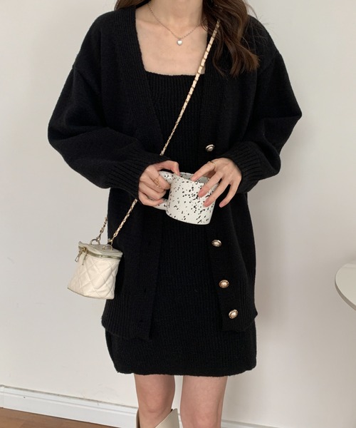 「ECLIN」 ニットワンピース FREE チャコールグレー レディース_画像7