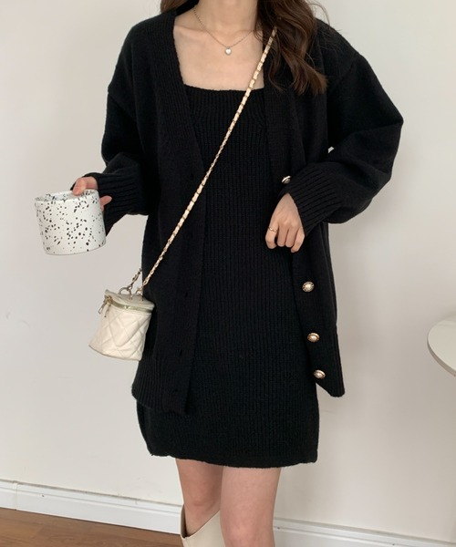 「ECLIN」 ニットワンピース FREE チャコールグレー レディース_画像8