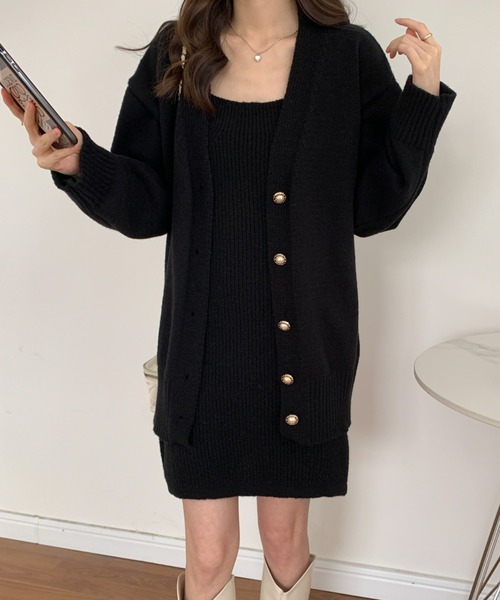 「ECLIN」 ニットワンピース FREE チャコールグレー レディース_画像9