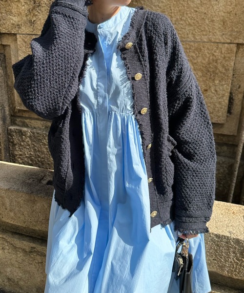 DouDou（ドゥドゥ） ノーカラージャケット FREE ネイビー レディース