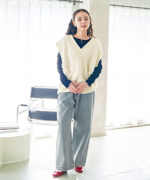 「FREAK'S STORE」 デニムパンツ MEDIUM ターコイズブルー レディース_画像5