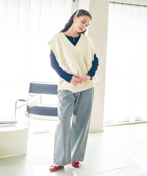 「FREAK'S STORE」 デニムパンツ MEDIUM ターコイズブルー レディース_画像6