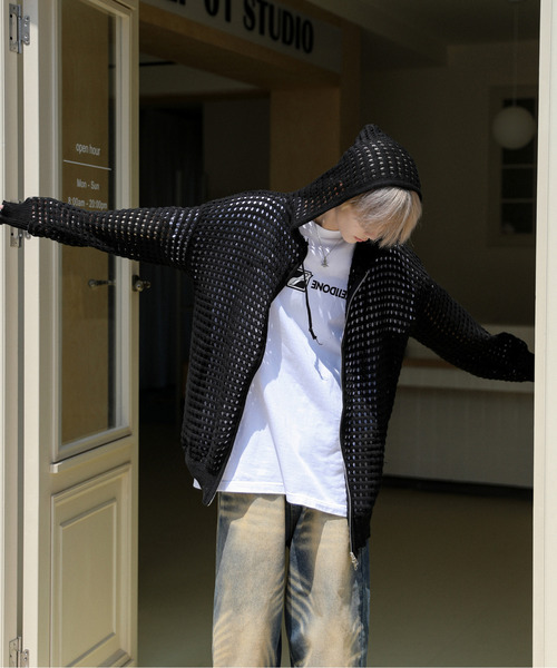 「neos」 ジップアップパーカー X-LARGE アイボリー メンズ_画像4