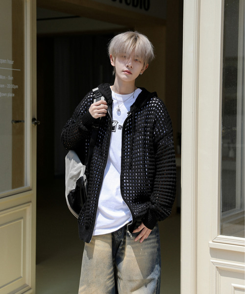 「neos」 ジップアップパーカー X-LARGE アイボリー メンズ_画像6