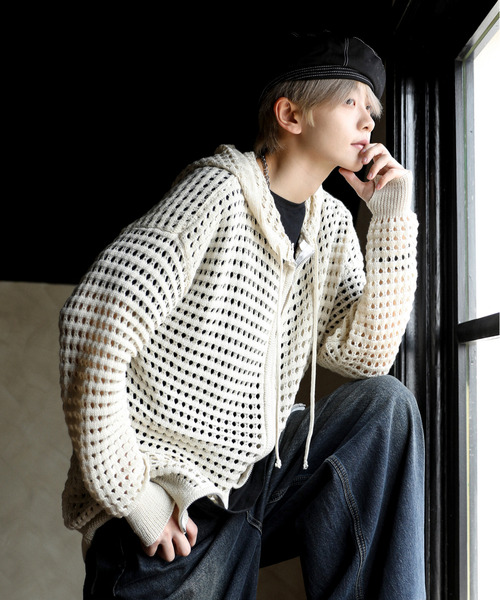 「neos」 ジップアップパーカー X-LARGE アイボリー メンズ_画像8