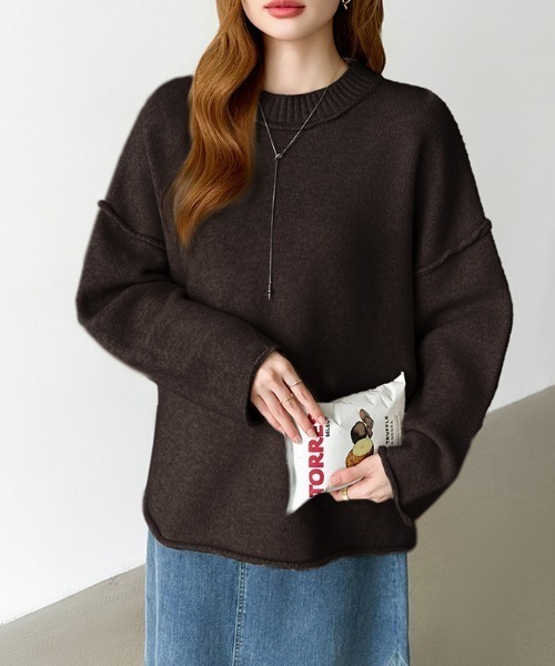 【コーザノストラ】新品 バイカラーニットセーター ウール 日本製 ドロショル gossara（ゴサラ） ニット セーター ボーダールーズニット レディース