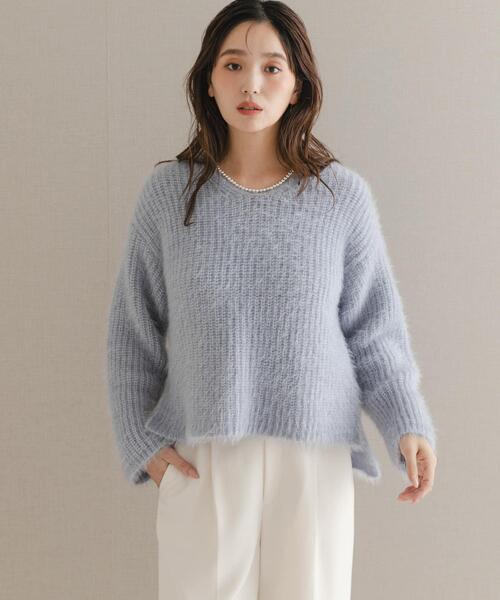 Plage シャギーVネックニット 黒 plage（プラージュ）の「Fine Gauge Vネックニット（ニット/セーター