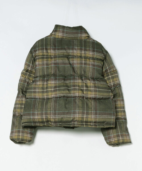 ダウンコート ダウンジャケット チェック柄 スタンドカラー エコダウン