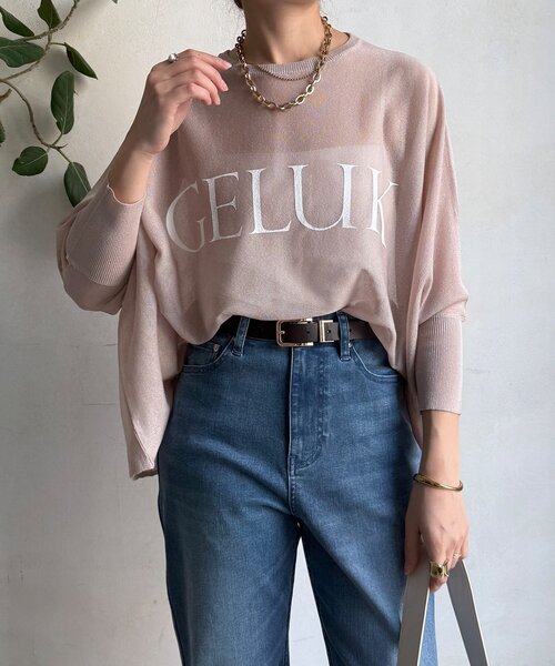 DouDou（ドゥドゥ） ニット セーター シアー天竺ロゴポンチョニット