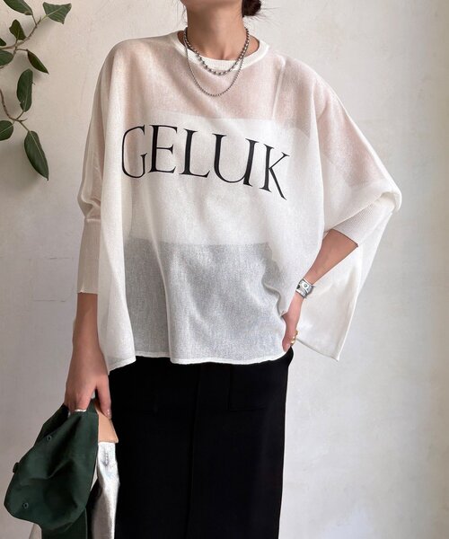 【新品未使用】DouDou シアーPINSIOロゴニット WEB限定 レディース DouDou（ドゥドゥ） ニット セーター シアーロゴニット レディース