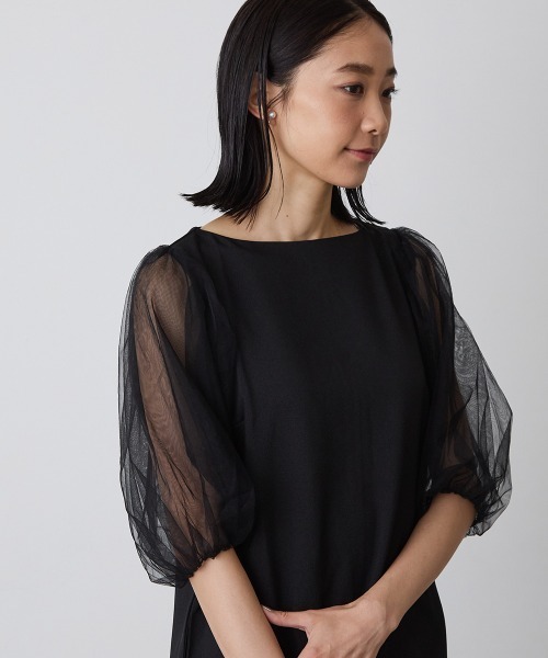 「riziere」 7分袖ワンピース M ブラック レディース_画像2