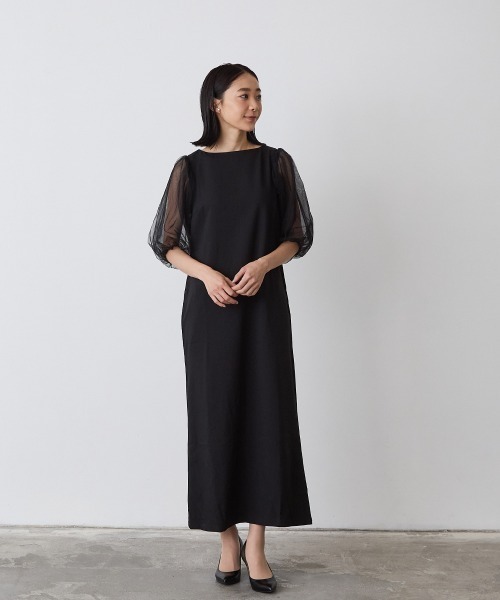 「riziere」 7分袖ワンピース M ブラック レディース_画像4