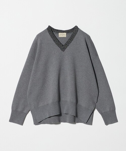ユナイテッドアローズ　チャイニーズラクーン　セーター　グレー　杢　Vネック UNITED ARROWS（ユナイテッドアローズ） ニット セーター コンフォート