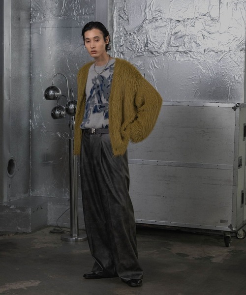 「HARE」 ニットカーディガン MEDIUM グリーン メンズ_画像3