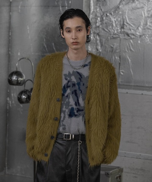 「HARE」 ニットカーディガン MEDIUM グリーン メンズ_画像4