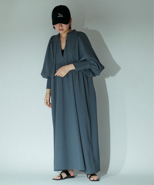 「Ezick」 長袖ワンピース FREE オフホワイト レディース_画像2