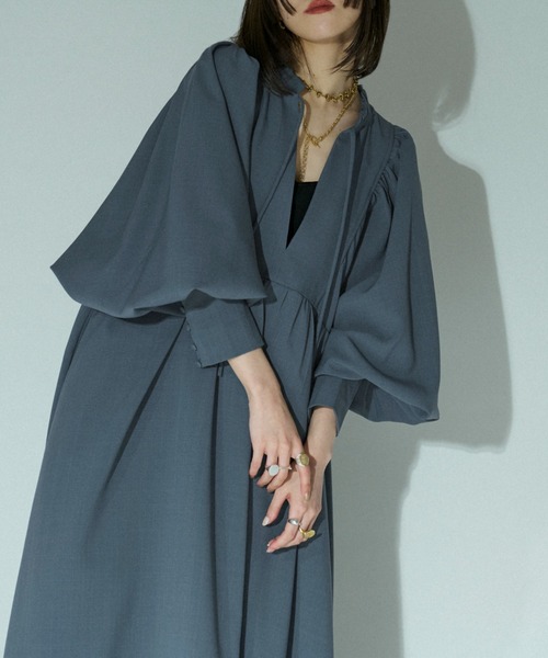 「Ezick」 長袖ワンピース FREE オフホワイト レディース_画像4