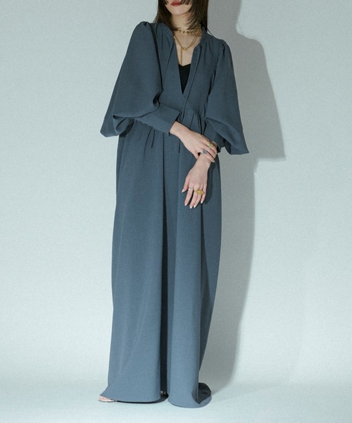 「Ezick」 長袖ワンピース FREE オフホワイト レディース_画像8