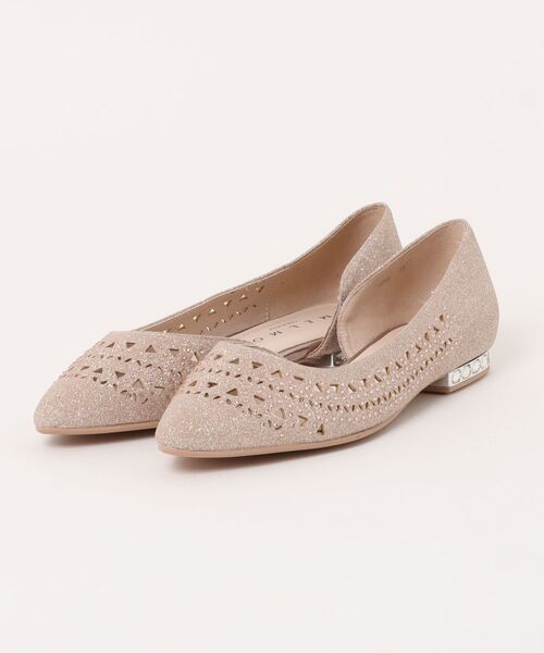 パンプス レーザーカットアシンメトリーパンプス