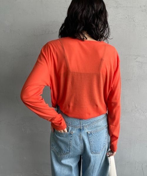 「JEANS FACTORY Clothes」 長袖カットソー F オレンジ レディース_画像6