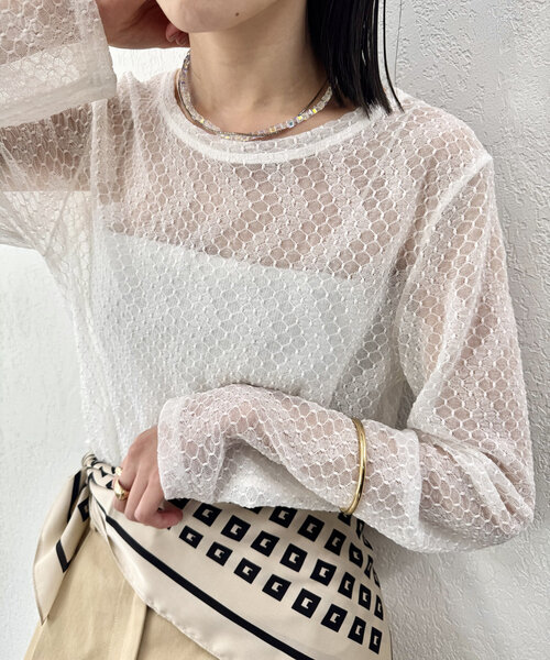 「mystic」 長袖カットソー FREE オフホワイト レディース_画像2