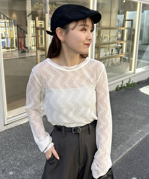 「mystic」 長袖カットソー FREE オフホワイト レディース_画像3