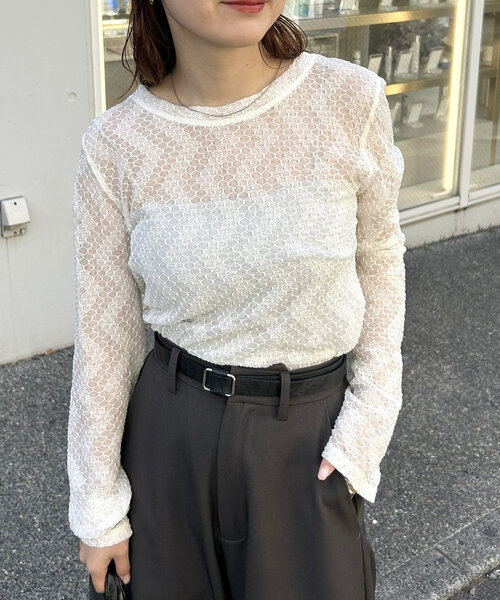 「mystic」 長袖カットソー FREE オフホワイト レディース_画像4