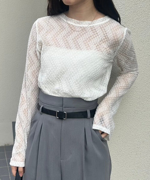 「mystic」 長袖カットソー FREE オフホワイト レディース_画像9