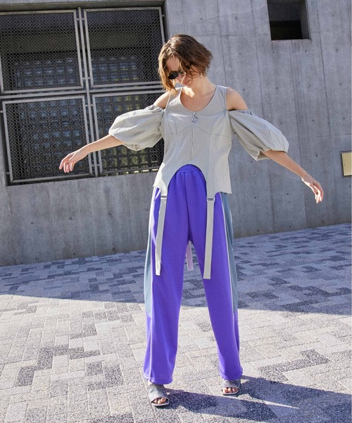 「MAISON SPECIAL」 ジャージパンツ 36 パープル レディース_画像3