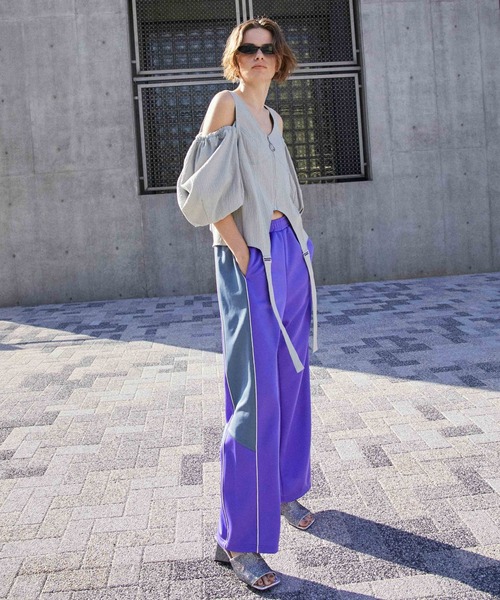 「MAISON SPECIAL」 ジャージパンツ 36 パープル レディース_画像4