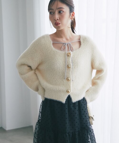 「La boutique BonBon」 ニットカーディガン FREE チャコールグレー レディースの画像
