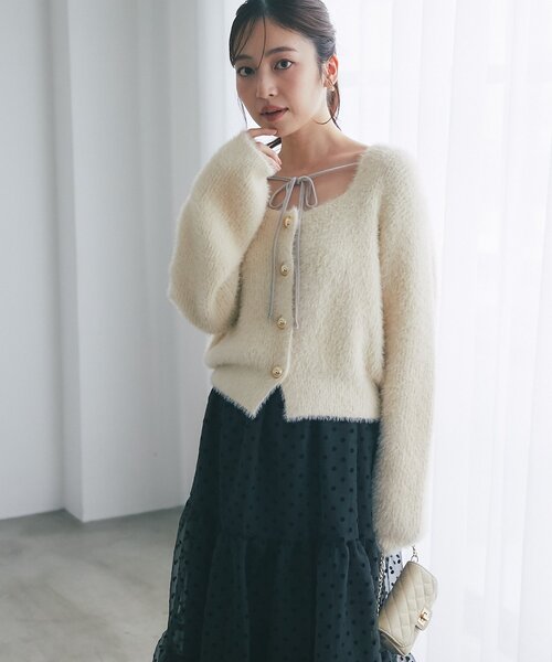 「La boutique BonBon」 ニットカーディガン FREE チャコールグレー レディースの画像